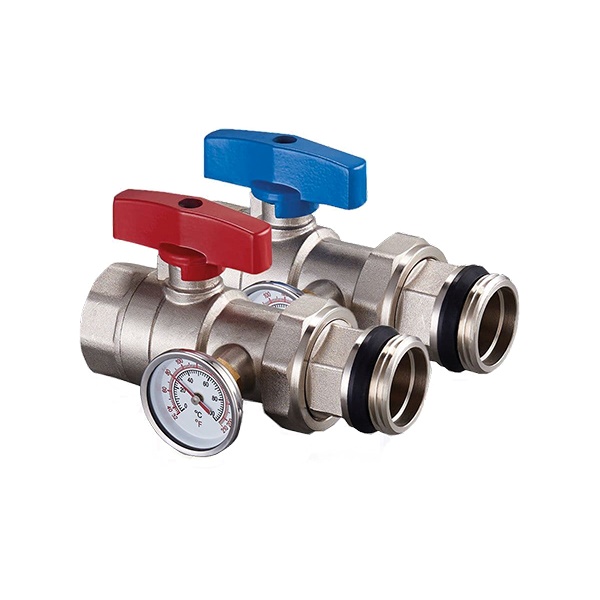 Isolation Ball Valves Pair With Temperature Gauge