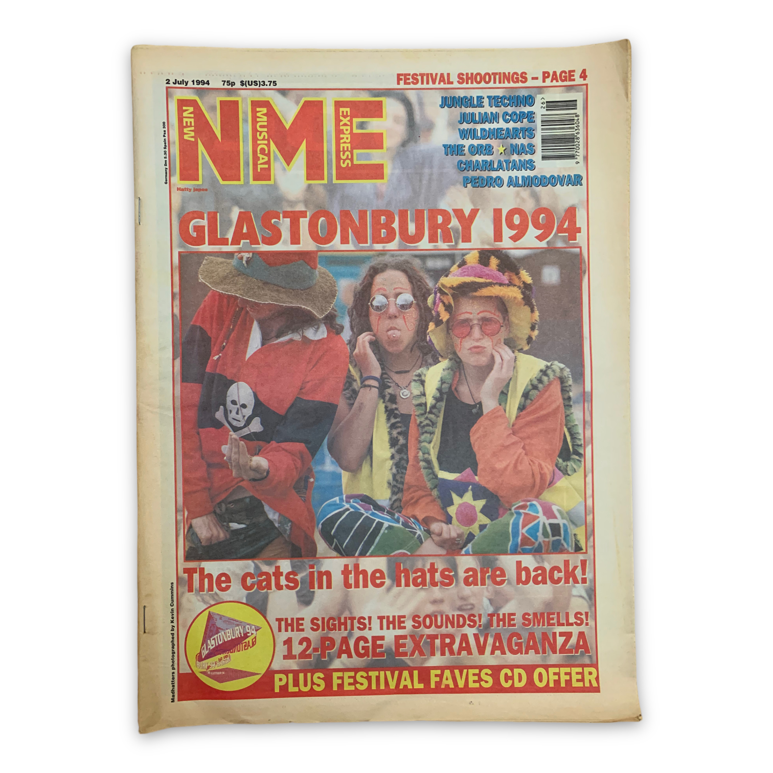 NME 2 July 1994 featuring Glastonbury 94' on the cover available from  Limitless Collectables.