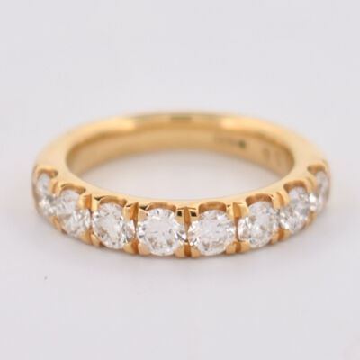 18ct yellow gold 1.50ct diamond claw set half eternity ring