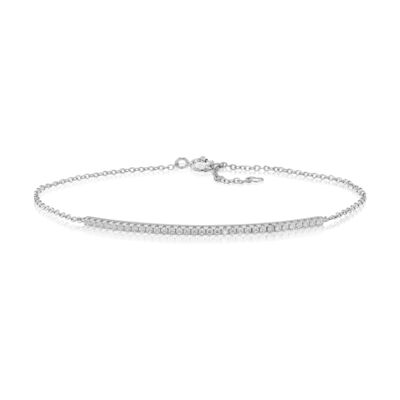 Silver CZ Curved Bar Bracelet