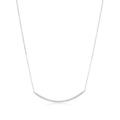 Silver Curved Bar CZ Necklace