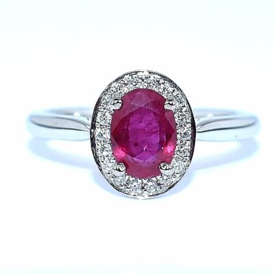 18CT White Gold Ruby And Diamond Ring