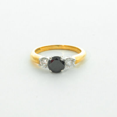 Black and white diamond ring in 18ct