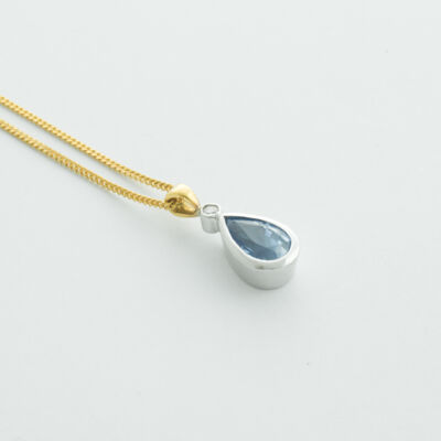 18ct White And Yellow Gold Sapphire And Diamond Pendant
