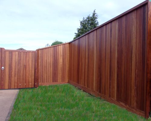 Tongued & Grooved Board Fencing in Iroko