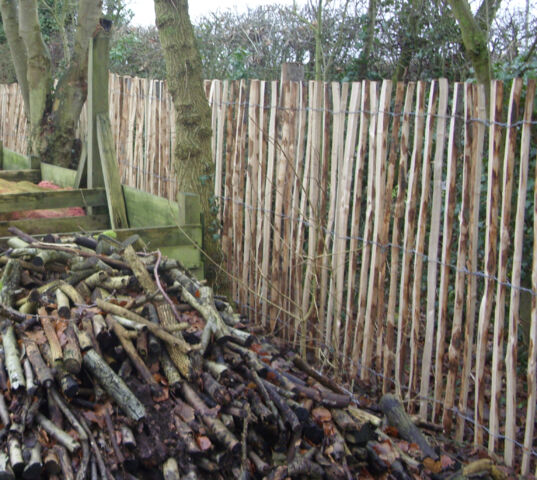 Chestnut pale fencing 1.5m high approx 50mm spacing on chestnut posts