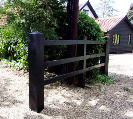 Post and 3 rail in Black Barn paint