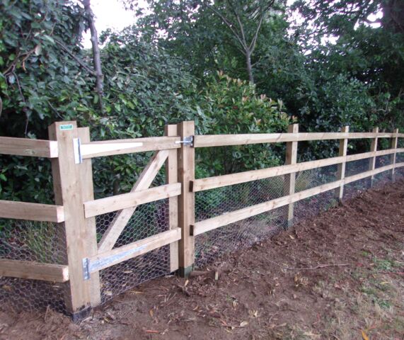 Post and 3 rail with Rabbit netting and matching gate