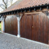 Larch garage doors in Sadolin Jacobean Walnut