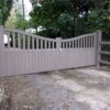 Gipping gate in Larch finished in Taupe Rubio