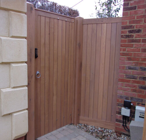 Glemham gate and side panel in Oak finished with Rubio Teak