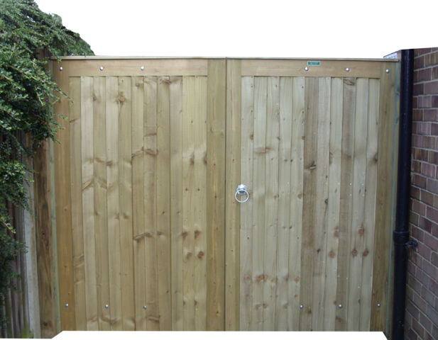 Haughley gates in green pressure treated redwood.
