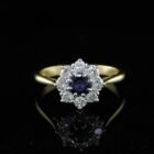 Sapphire& Diamond cluster Ring