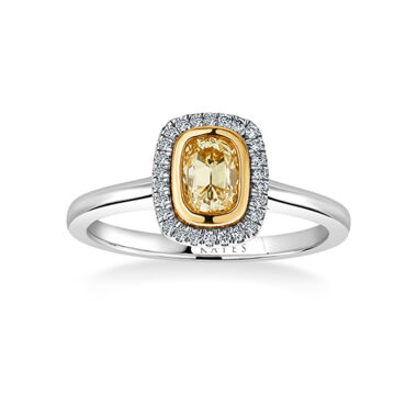 Aura | Cushion Cut Yellow Diamond Halo Ring