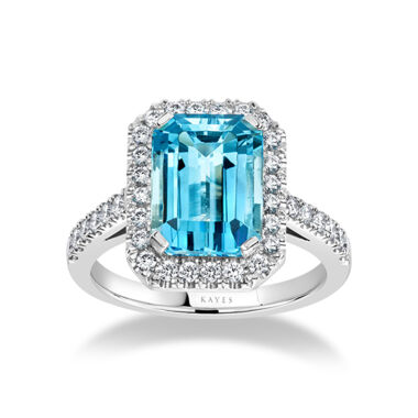 Ritz | Aquamarine & Diamond Halo Ring