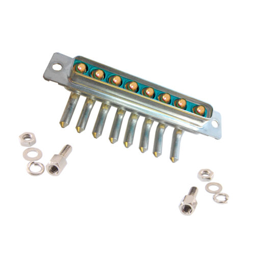 8 Pin Power D-Type Male Connector, 40A, PCB Mount
