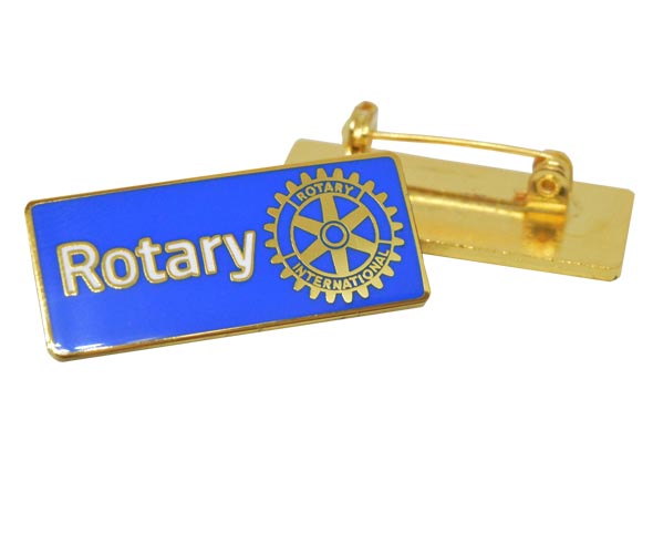 Blue enamel Rotary badge with a brooch pin