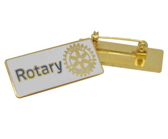 White enamel Rotary badge with Brooch pin