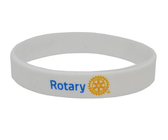 Printed Rotary on white silicone wristband