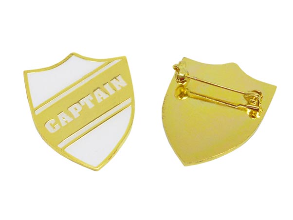 White Shield Captain badge with brooch pin