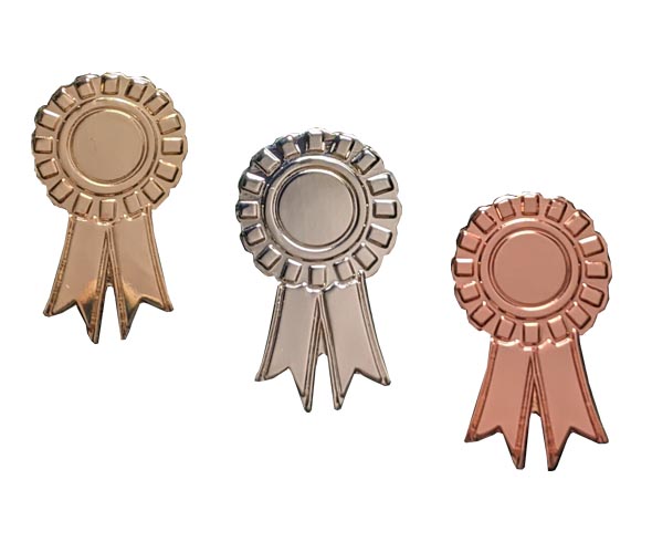 Rosette Badges in Gold, Silver and Bronze