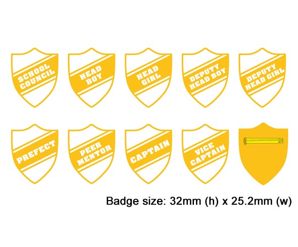 Shield school badges, White enamel gold plated