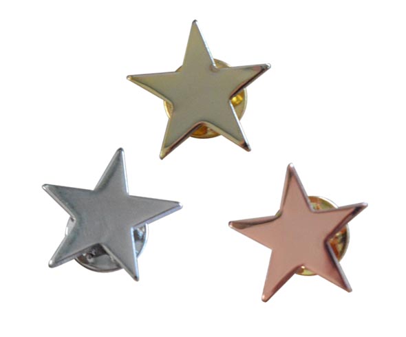 Star badges with a butterfly clutch pin