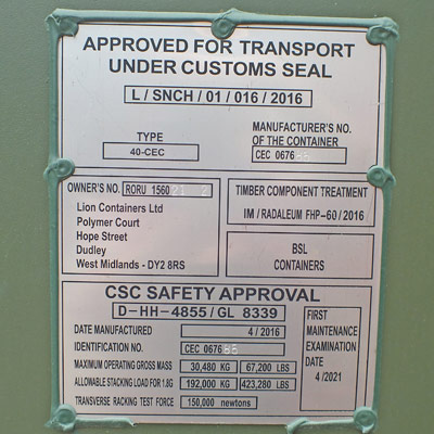 Container CSC Plate