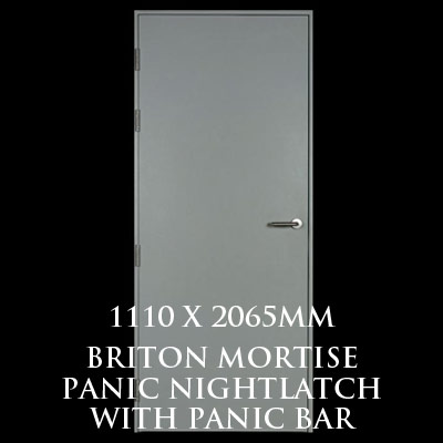 1110 x 2065mm Blank Single Personnel Door (Briton Mortise Panic Nightlatch with Panic Bar)