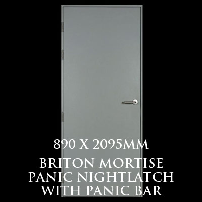 890 x 2095mm Blank Single Personnel Door (Briton Mortise Panic Nightlatch with Panic Bar)