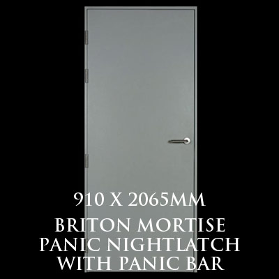 910 x 2065mm Blank Single Personnel Door (Briton Mortise Panic Nightlatch with Panic Bar)