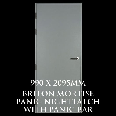 990 x 2095mm Blank Single Personnel Door (Briton Mortise Panic Nightlatch with Panic Bar)