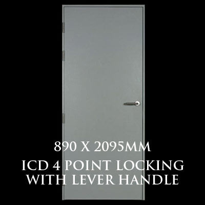 890 x 2095mm Blank Single Personnel Door (ICD 4 Point Locking Lever Handle)