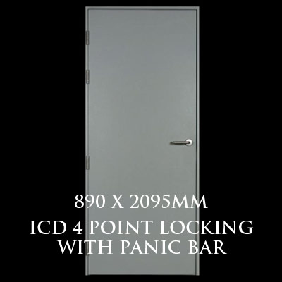 890 x 2095mm Blank Single Personnel Door (ICD 4 Point Locking Panic Bar)