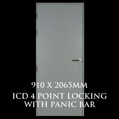910 x 2065mm Blank Single Personnel Door (ICD 4 Point Locking Panic Bar)