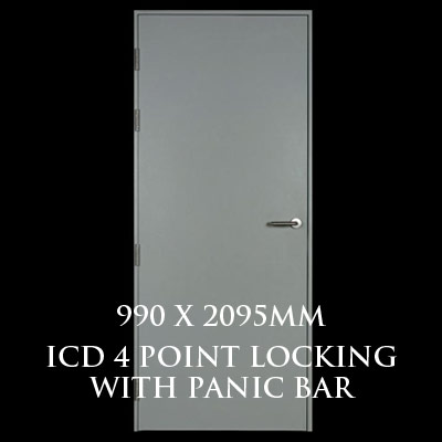 990 x 2095mm Blank Single Personnel Door (ICD 4 Point Locking Panic Bar)