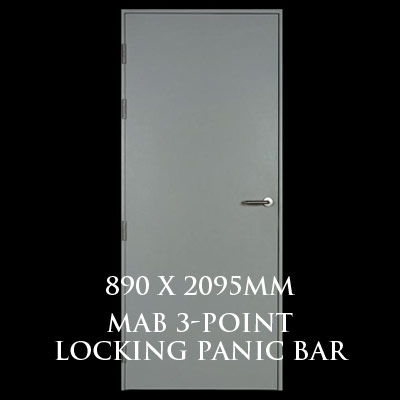 890 x 2095mm Blank Single Personnel Door (MAB 3 Point Locking Panic Bar)