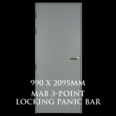 990 x 2095mm Blank Single Personnel Door (MAB 3 Point Locking Panic Bar)