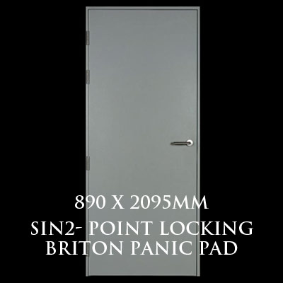 890 x 2095mm Blank Single Personnel Door (Sin 2 Point Locking Briton Panic Pad)