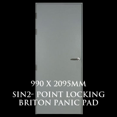 990 x 2095mm Blank Single Personnel Door (Sin 2 Point Locking Briton Panic Pad)