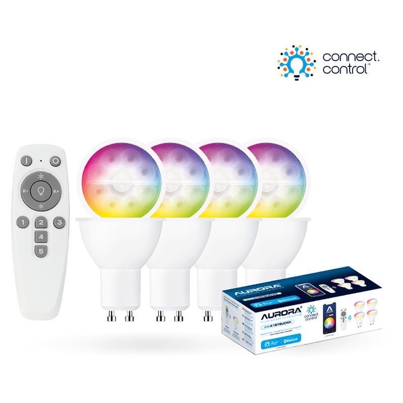 sagde fantom talentfulde Aurora AOne Connect AU-A1BTGUCWK Bluetooth 5W RGBCX GU10 LED Lamp Starter  Kit