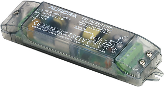 Aurora AU-LED16T 12V 16 Watts Non Dimmable Constant Voltage LED Driver