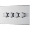 FBS84 Brushed Steel 4 Gang 2 Way Push Dimmer Trailing Edge