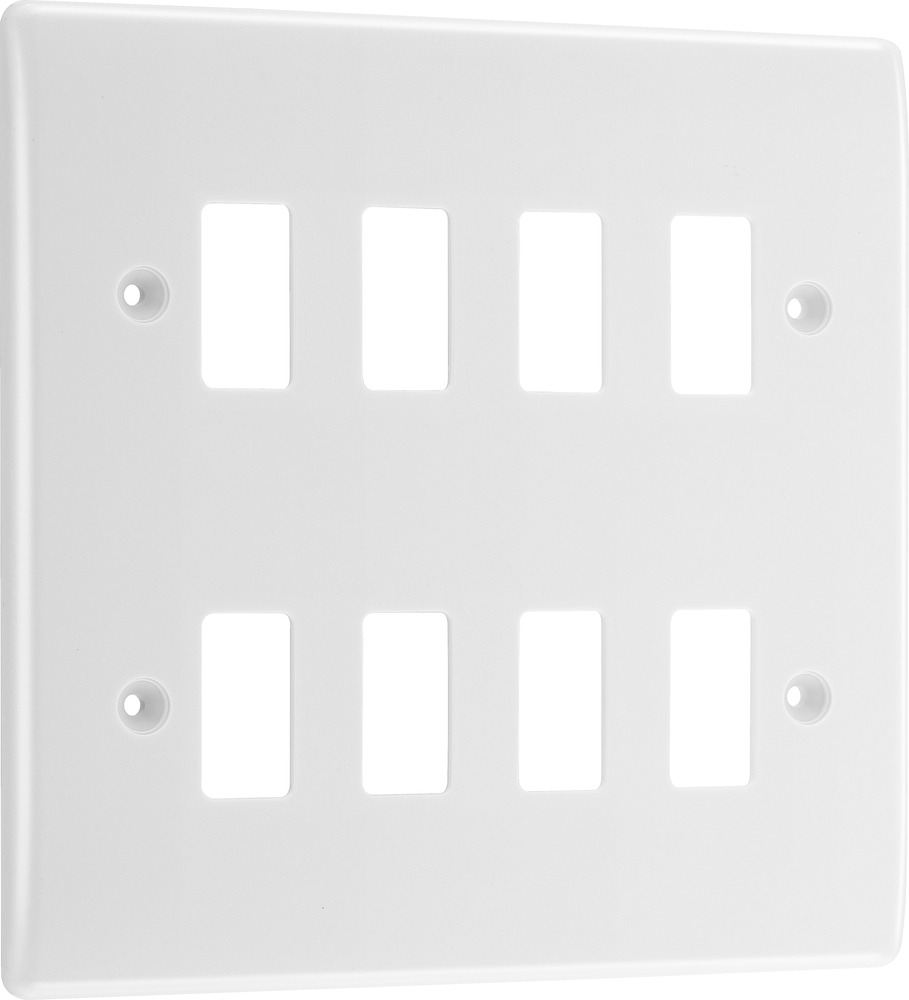 BG Nexus Grid R88 White 8 Gang Module Plate