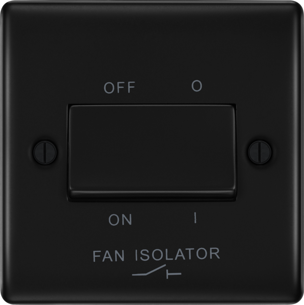 NFB15 Matt Black Triple Pole Fan Isolator Switch
