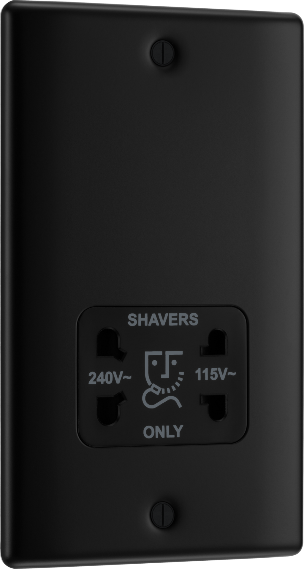 BG Nexus Metal NFB20B Matt Black Shaver Socket 115/230V Black Trim