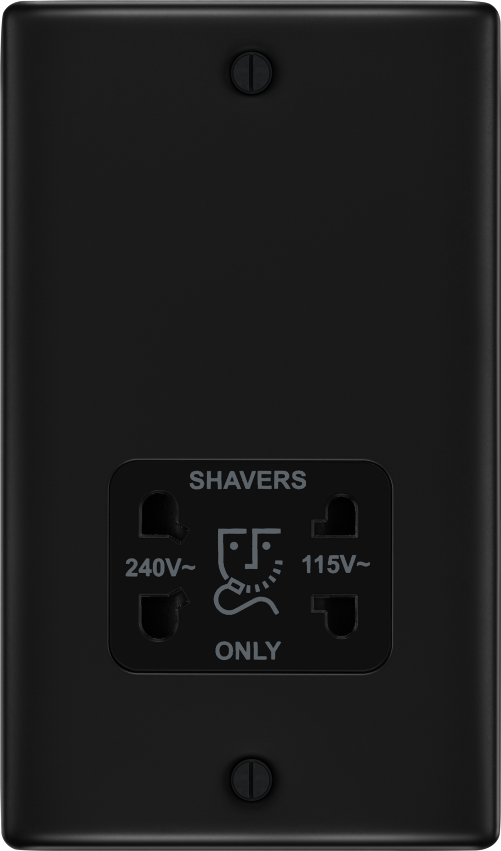 Matt Black Shaver Socket 115/230V Black Trim