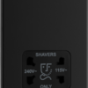 BG Flatplate Screwless FFB20B Matt Black Shaver Socket 115/230V Black Trim