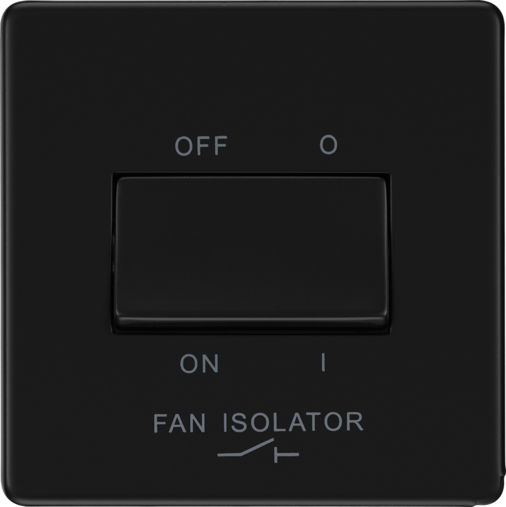FFB15 Matt Black Triple Pole Fan Isolator Switch