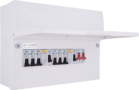 6 MCBS Free AXIOM 6 Way Metal Consumer Unit 8 Module with 100A Main Switch 